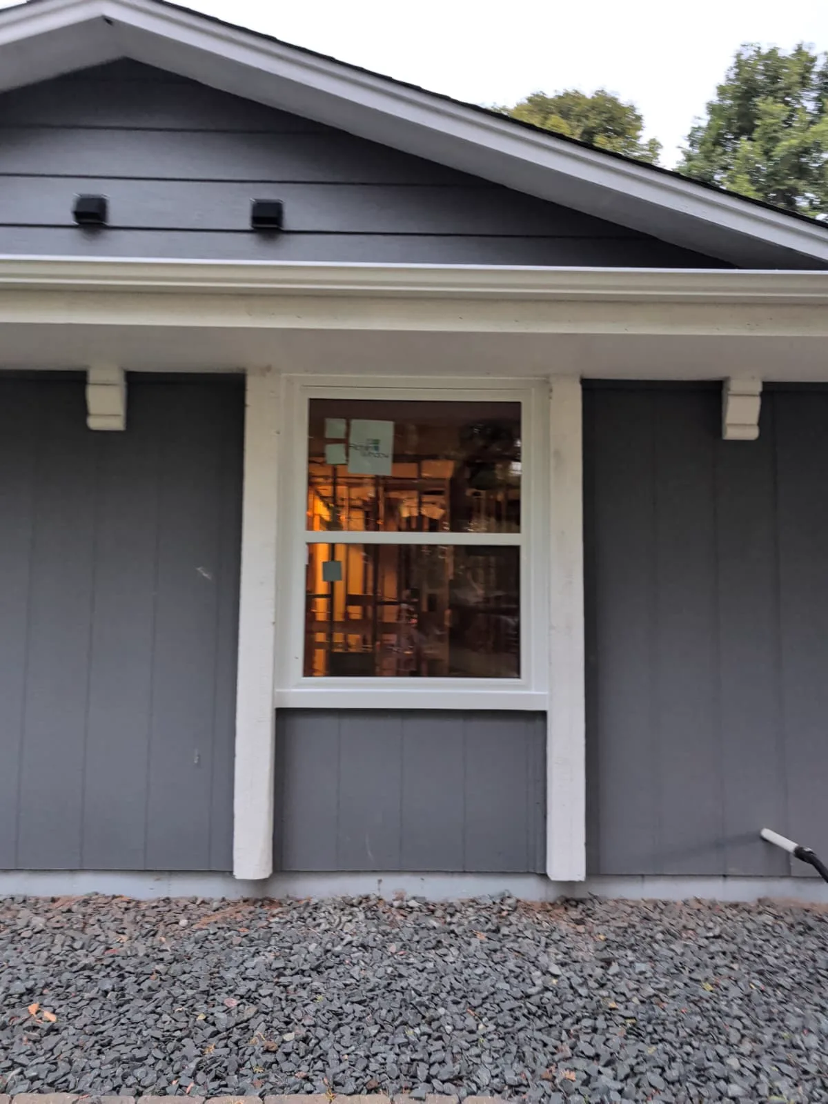 New window set and trimmed · exterior