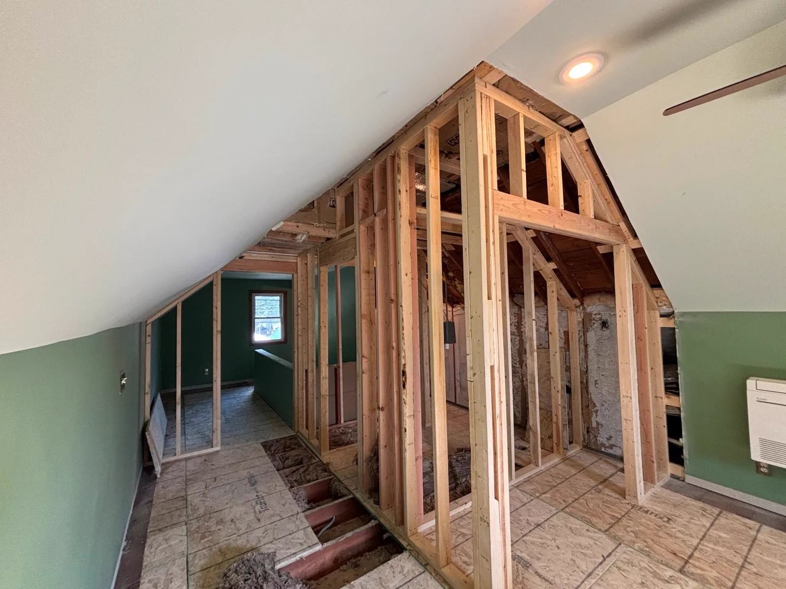 New framing in a gutted attic