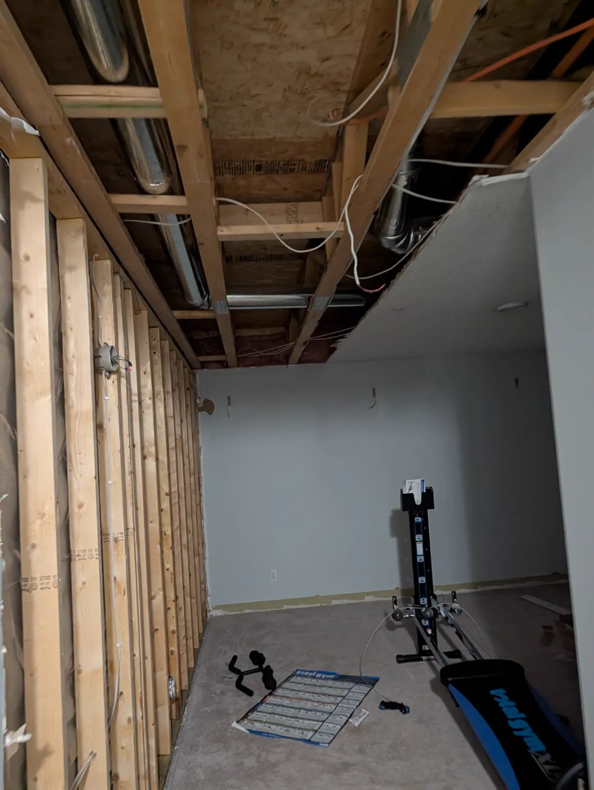 Soffit framed around the ducts before board goes up