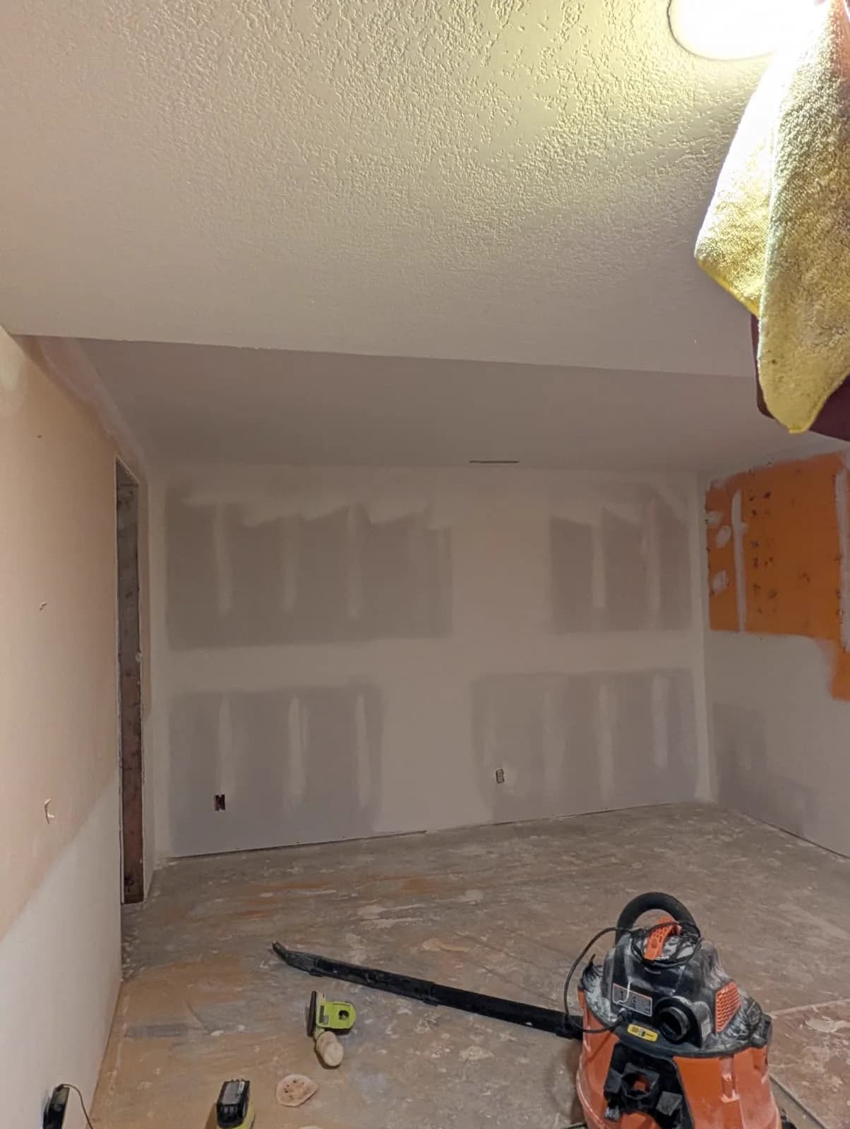 Hung, taped and sanded, ready for texture
